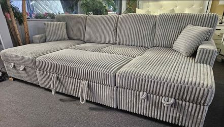 3- Pieces Gray Convertible sectional sofa