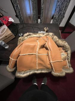 Real leather fur coat size 14 for kids
