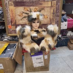 Fur hat boots and wristlet 3 pieces. 