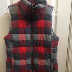 Women’s XS- Tall Old Navy Plaid Flannel Puffer Vest 