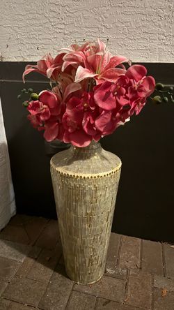 Large Mosaic Tile Floor Vase