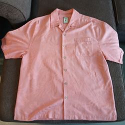 Jamaica Jaxx Men's Silk Shirt Size L Salmon Pink Authentic Island Style Luxury