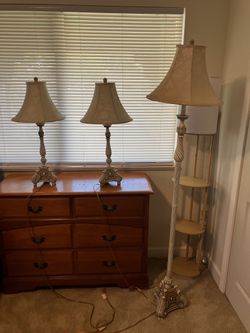 Vintage Table Lamp and Floor Lamp Set
