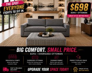 BIG SAVINGS! BRAND NEW SOFA AND OTTOMAN