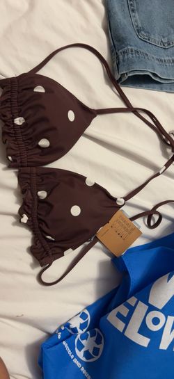 Brown and white poke a dot bikini