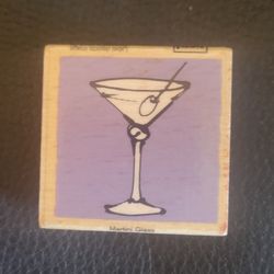 Wood Stamp Martini Glass