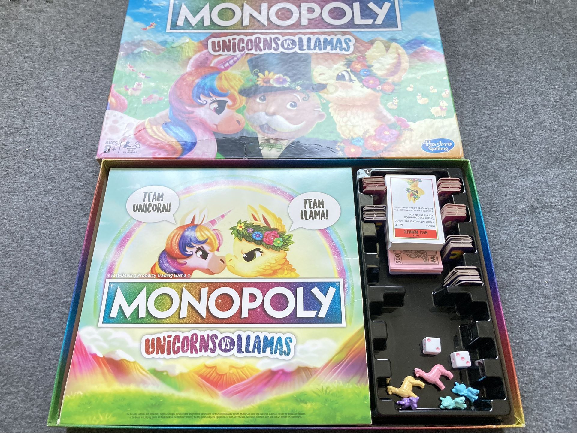 Monopoly Unicorns vs. Llamas Board Game for Ages 8 and Up; Play on Team Unicorn or Team Llama