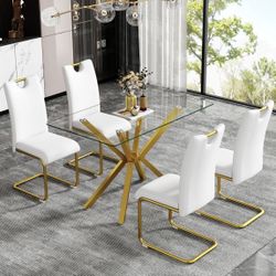 Clear Tempered Glass Dining Table