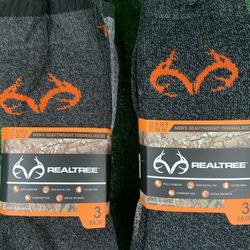 Men's Heavyweight Thermal Boots Socks Crew REALTREE 6 Pair Size 6-12.5