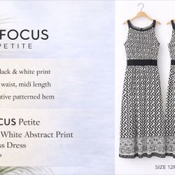 ENFOCUS Petite Black & White Abstract Print Sleeveless Dress – Size 12P