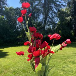 Artificial Red Poppy Flower For Wedding Centerpiece
