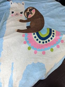 Large Llama And Sloth Soft Blanket Full / Queen Size