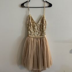 Gold Sequin Backless Dress