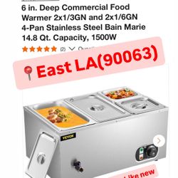 6 in. Deep Commercial Food Warmer 4-Pan Stainless Steel  14.8 Qt, 1500W