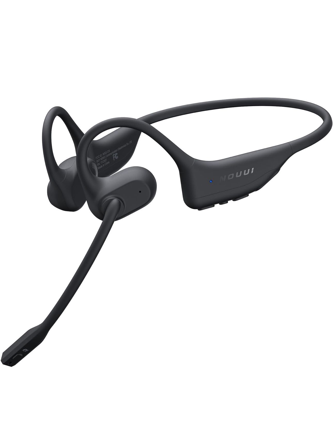 Open Ear Headphones with Mic, Bluetooth Headset with Microphone (AI Noise Cancelling), Bluetooth 5.3 Headphones Dual Connection Sweatproof Wireless He