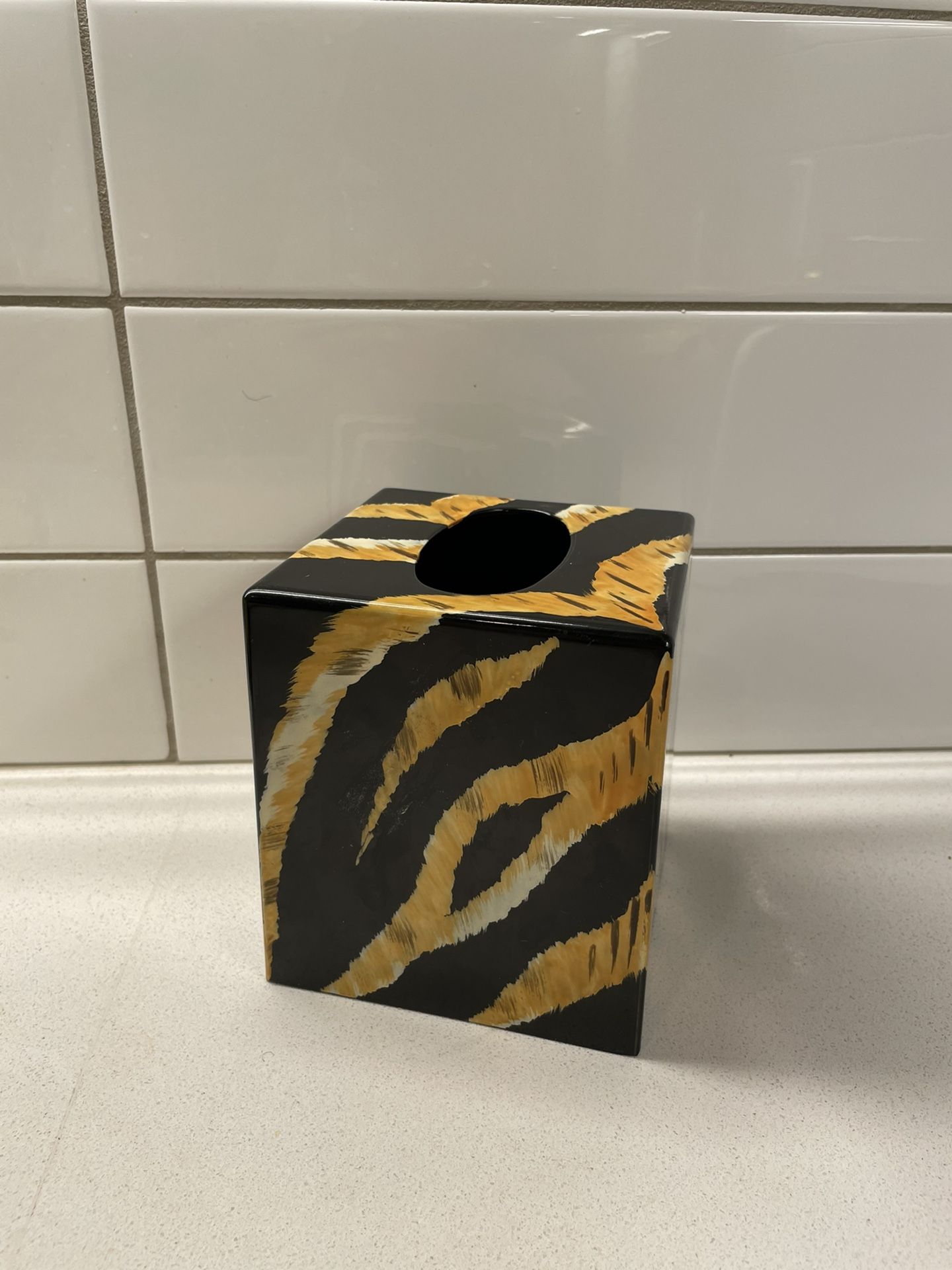 Tiger Print Tissue Box/Decor/Vase