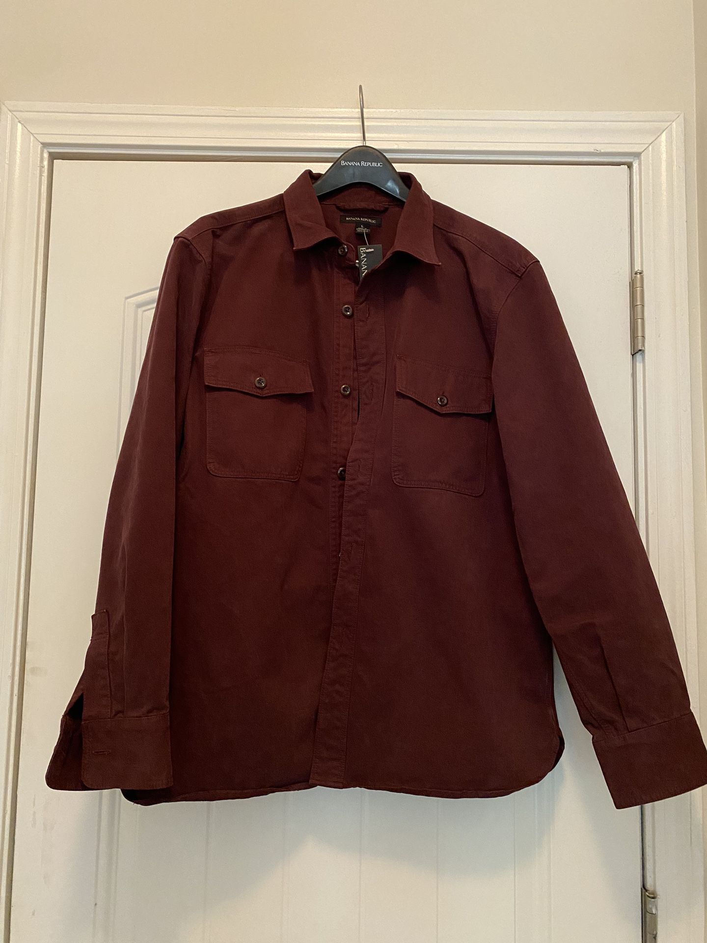 New! Banana Republic Men’s Burgundy Organic Cotton Shirt Jacket Shacket Large