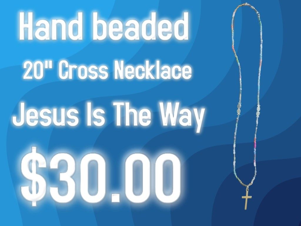 Hand Beaded 20 Inch Cross Necklace 