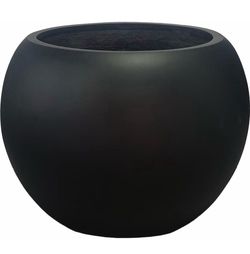 New Round Black Fiber-stone Planter  -  see description