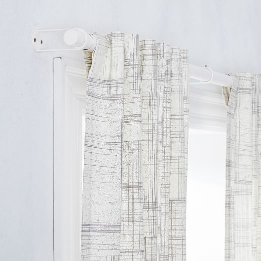 West Elm Cotton Canvas Etched Grid Curtains (6) - Slate