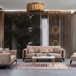 3 PCS BEIGE LIVING ROOM SET ! MADE IN TURKEY ! MINAS HOME FURNITURE ! 851 Van Houten Ave Clifton NJ 07013 