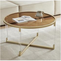 Gold And Acrylic Glass Coffee Table