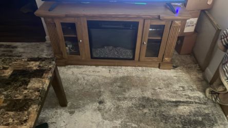 Light Brown Electric Fireplace