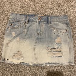 Distressed Denim Mini Skirt 