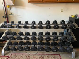 5-50lb urethane dumbbell set and rack