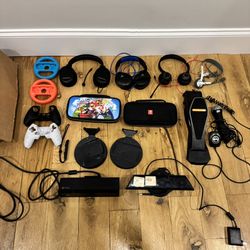Mixed Video Game Accessories Lot – Xbox, Switch, Headsets, Kinect, Mic
