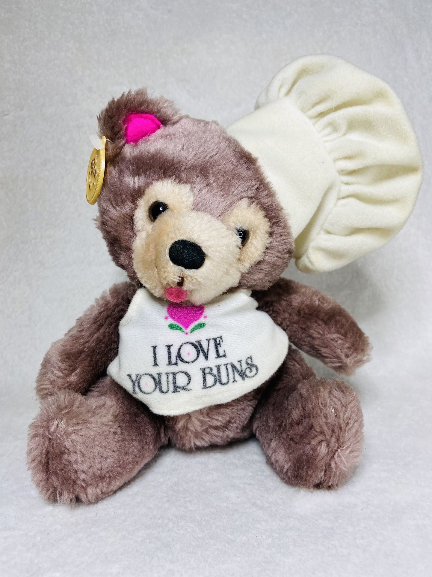 7” 1980s I Love Your Buns Chef Teddy Bear Plush