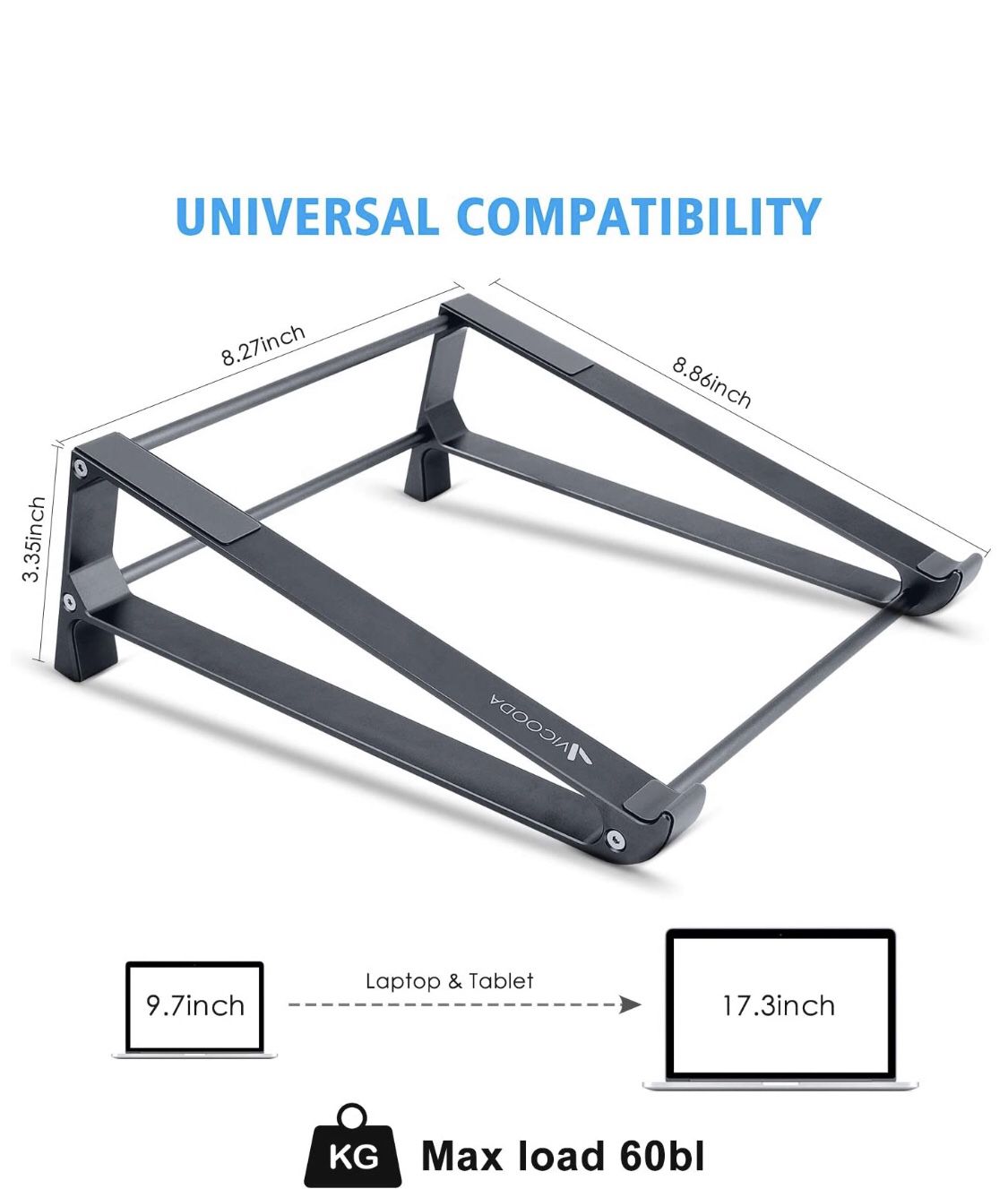 Laptop Stand, 2-1 Laptop Desk Stand, Vertical Laptop Stand for Space-Saving, Ergonomic Laptop Stand