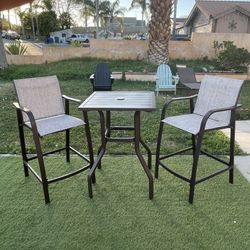 New 3pc Patio Barstool Outdoor Bar Set Counter Height Chairs With Table 