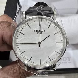 New Sealed Tissot Everytime Silver Dial Black Leather Men's Watch