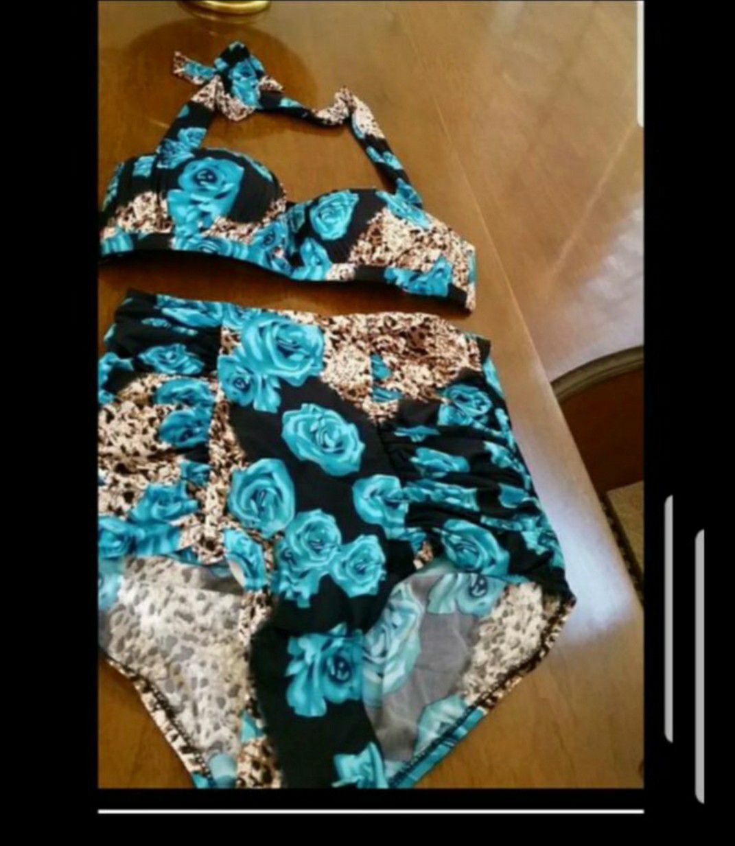 Peoria Az womens size 6 blue leopard floral rose bikini top & high waist bottom swim bathing suit Coeur de Vague description has pick up location