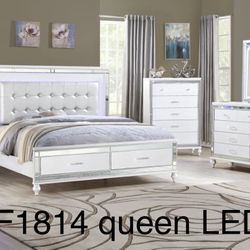 New LED White Bedroom 4pc Set K Furniture And More 