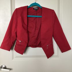 Red cropped blazer