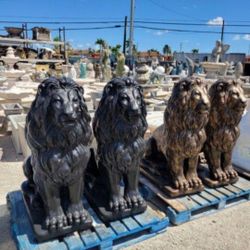 Concrete Stone Large Lion Statue / Cement Garden Lions