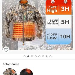Hunting Heated Jacket for Men - Women Winter Heated Jackets, Waterproof Insulated Clothes Coat with Battery Pack


