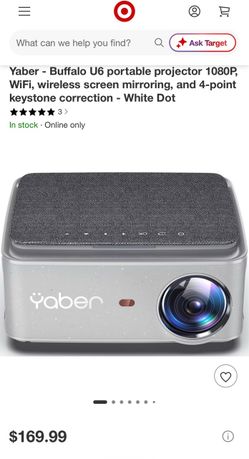 Yaber - Buffalo U6 portable projector 1080P, WiFi, wireless screen mirroring, and 4-point keystone correction - White