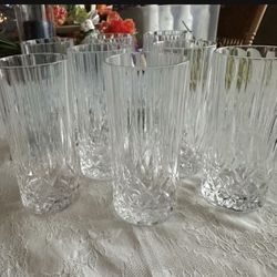 Set Of 8 Highball Crystal Glasses