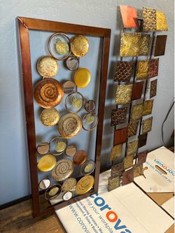 Set of 2 Metal Geometric Wall Art Panels