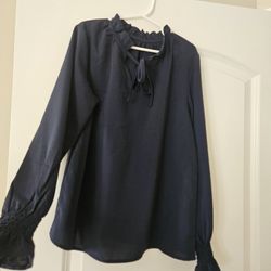 Girls Size 10/12 Dress Up Shirt New Navy Color  
