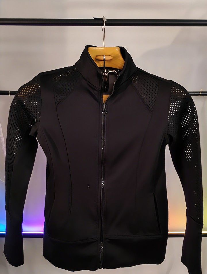 90 Degree by Reflex Women’s S Black Perforated Yoga Zip Jacket Stretch