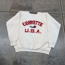 vintage corvette usa racing white made in usa crewneck size xl