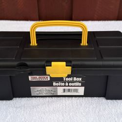 Black Plastic Hardware Tool Box with Clasp and Handle 12" x 5" x 4"