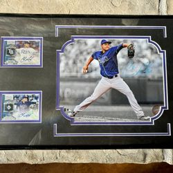 Chris Archer Framed Autographed Photo Tampa Bay Rays 8.5x11 And TWO Topps Chasing History Auto Cards