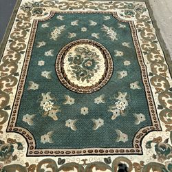 Huge Rug Green Vintage Print