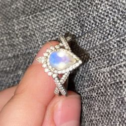 Dimond And Moon Stone Engagement Ring 
