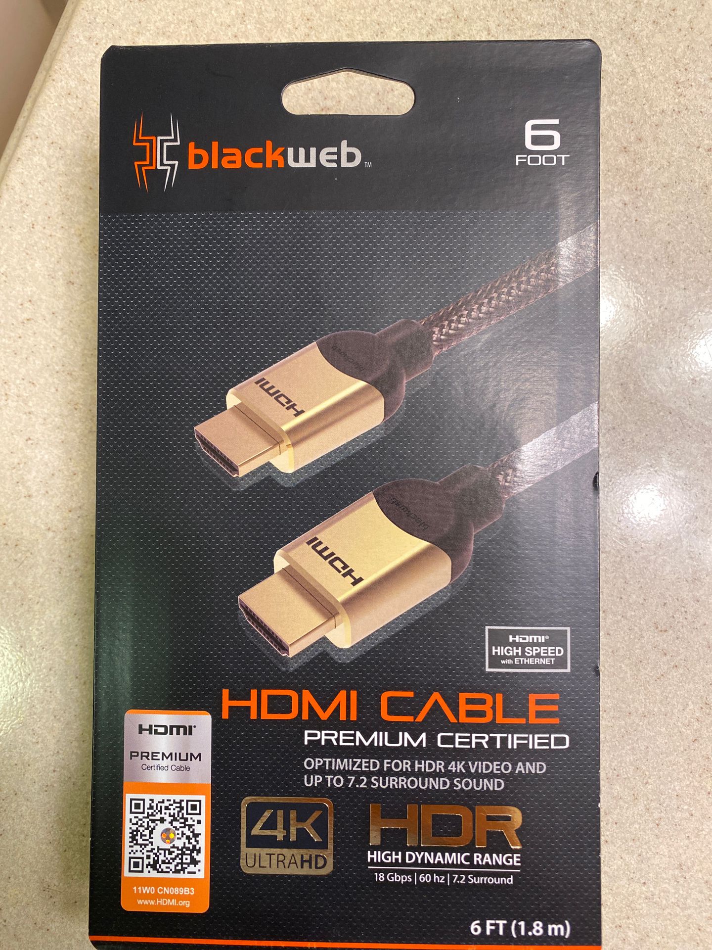 Black web HDMI cable